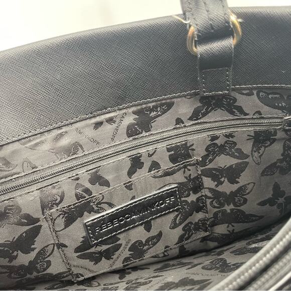 REBECCA MINKOFF Purse Monroe Tote Shoulder Bag Satchel Leather Gold Hardware - Picture 8 of 15